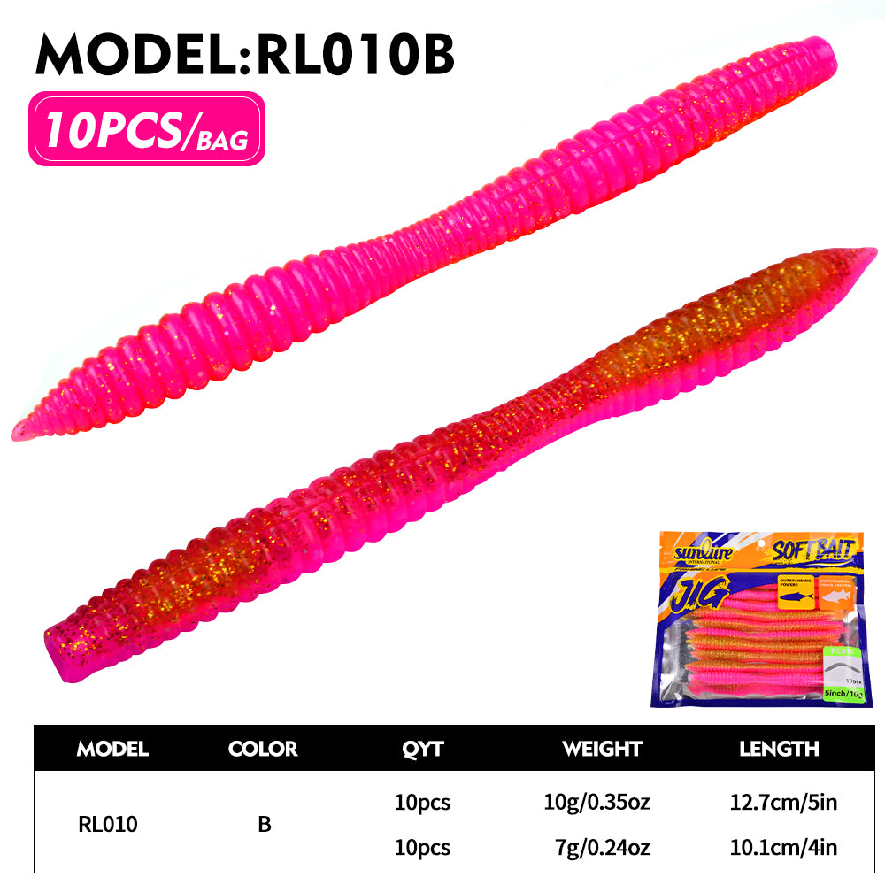 SUNLURE Thread Rib Senko Soft Worm Lure Color B Pink Yellow