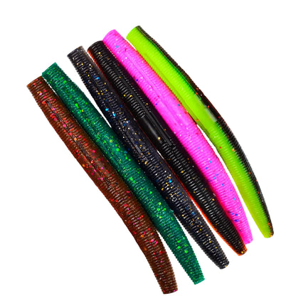 Sunlure Threaded Earthworm Noodle Worm Soft Bait 10PCS Multi Color Set